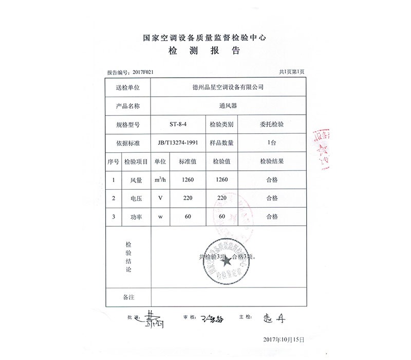 通風器 檢驗報告